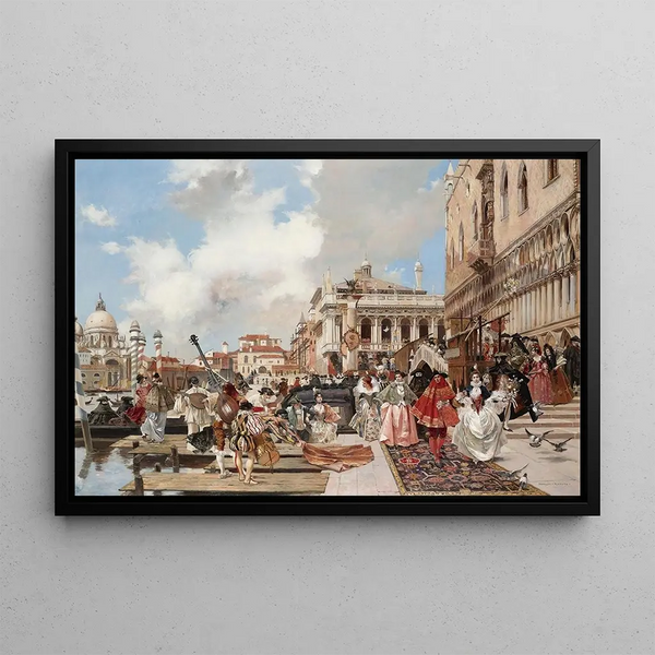 The Venice Carnival - François Flameng — framed artwork on a wall