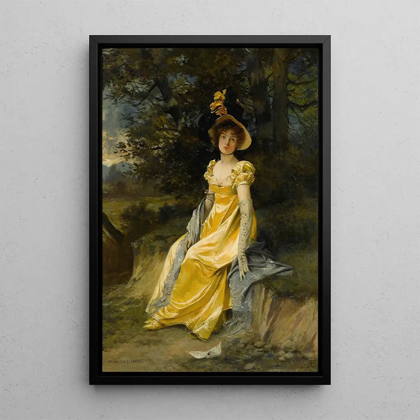 Waiting - François Flameng — framed artwork on a wall