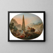 The return of the hunt and lively scene at the fountain - François Guérin — framed artwork on a wall