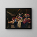 Nature morte with a jug, a bouquet of tulips, and a mandoline - François Habert — framed artwork on a wall