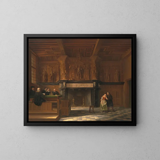 The courtroom of Burg t Vrije in Bruges - François Joseph Corneille Haselaer — framed artwork on a wall