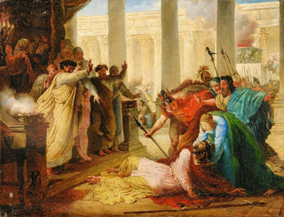 Ptolemy Philopator struck by death while desecrating the temple of Jerusalem - François Joseph Heim — artwork view