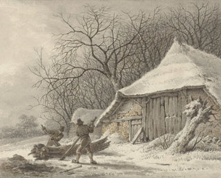 Winter landscape painting with farm near Voorbroek in Terborg - François Joseph Pfeiffer II — artwork view
