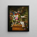 Flowers in a Vase with Two Doves - François Lepage — framed artwork on a wall