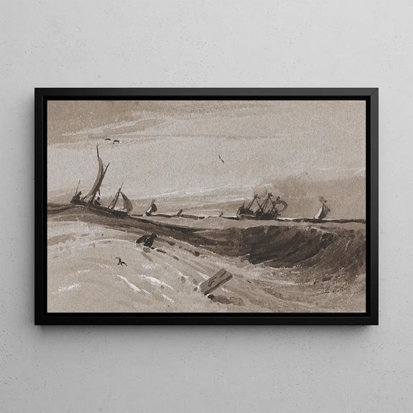 Evening of Rough Sea - François Louis Thomas Francia — framed artwork on a wall