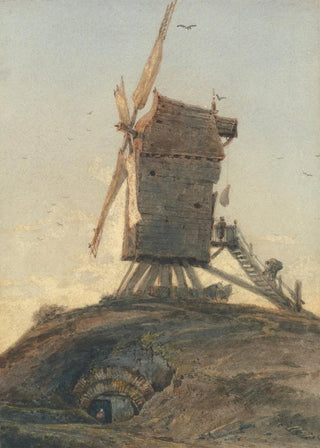 Franois Louis Thomas Francia - Windmill on a Knoll in a Landscape.webp