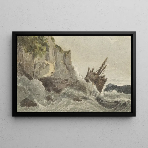 Wreck on High Waves - François Louis Thomas Francia — framed artwork on a wall