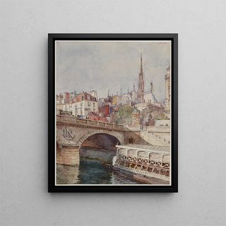 Le pont Saint-Michel - François Max Bugnicourt — framed artwork on a wall