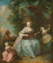 a young woman playing an instrument and a child holding a rat - François Octavien — artwork view