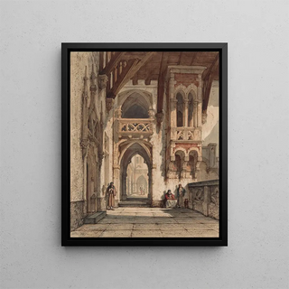 Interior of a palace - François Stroobant — framed artwork on a wall