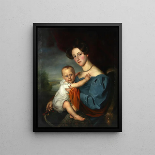 Mother with Child - François Van Dorne — framed artwork on a wall