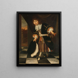 Portrait of a boy called The young son of Admiral van Nes - François Verwilt — framed artwork on a wall