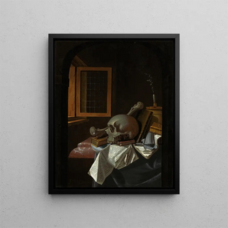 Vanitas still life painting - François van Daellen — framed artwork on a wall