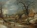 A winter landscape with figures near an icy river in a village - Frans de Momper — artwork view