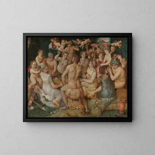 Banquet of the Gods - Frans Floris — framed artwork on a wall