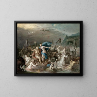 The Triumph of Neptune and Amphitrite - Frans Francken the Elder — framed artwork on a wall