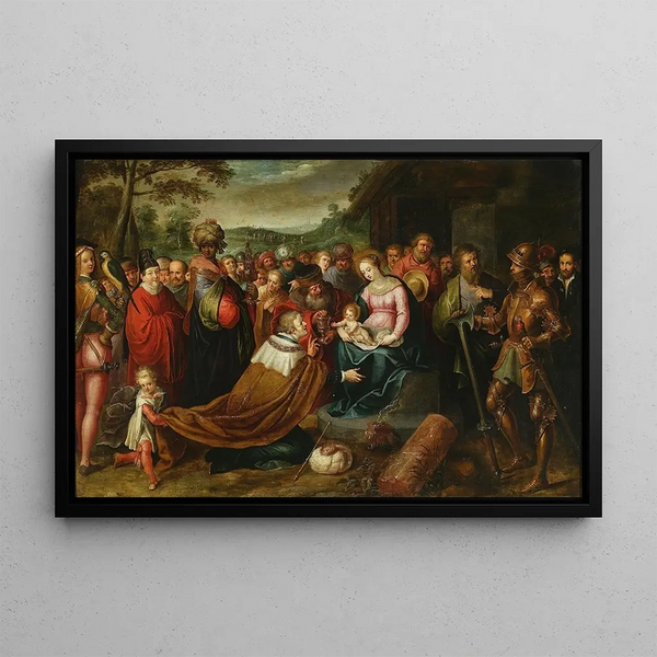 the Adoration of the Magi Matthew 2:10-11 - Frans Francken the Younger — framed artwork on a wall