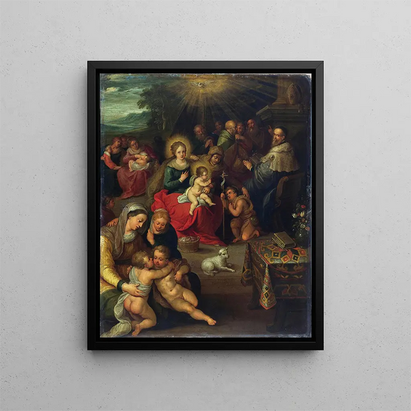 Allegory of the Child Jesus as the Lamb of God - Frans Francken the Younger — framed artwork on a wall