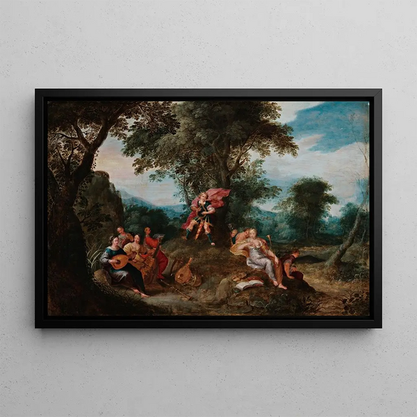 Apollon et les Muses - Frans Francken le Jeune — framed artwork on a wall