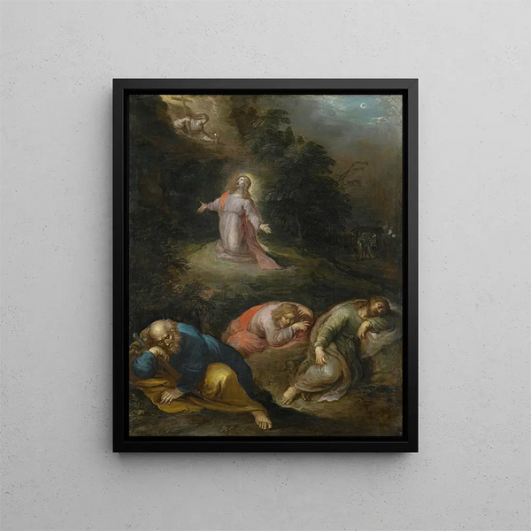 The Christ in the Garden of Gethsemane - Frans Francken the Younger — framed artwork on a wall