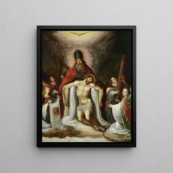 the Throne of Grace of the Holy Trinity - Frans Francken the Younger — framed artwork on a wall