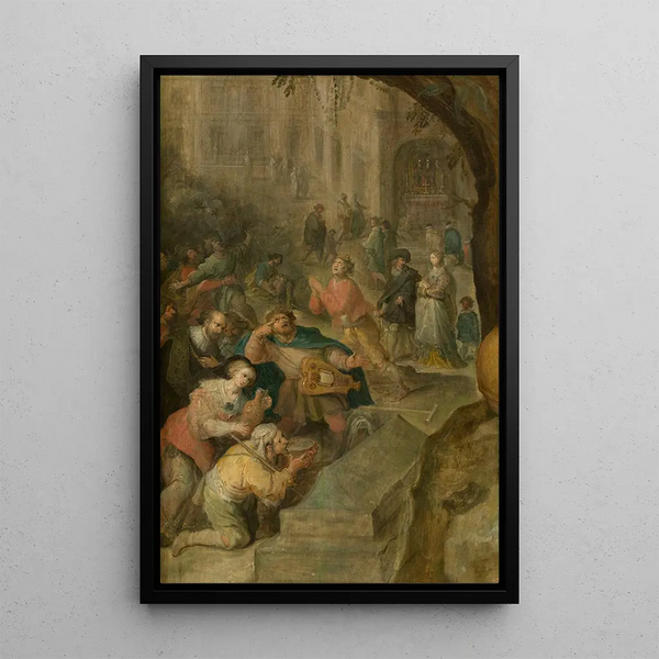Miraculous Events on the Tomb of Saint Bruno the Carthusian - Frans Francken the Younger — framed artwork on a wall