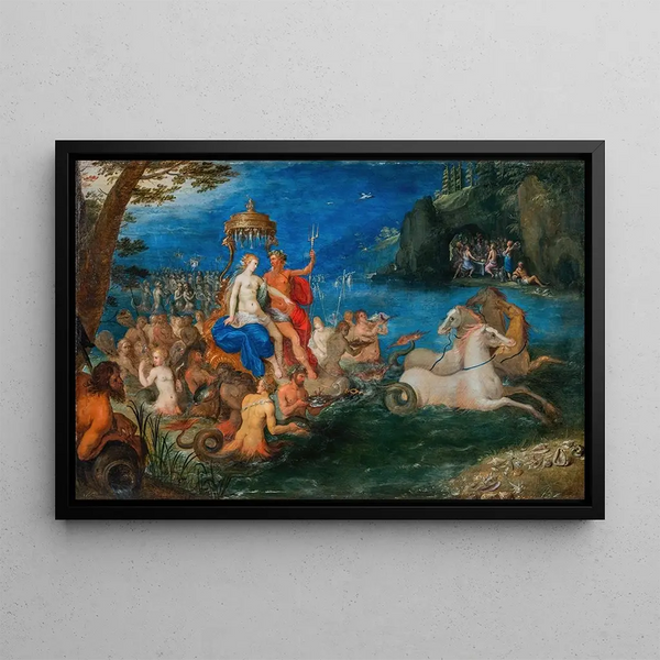 Neptune and Amphitrite - Frans Francken the Younger — framed artwork on a wall