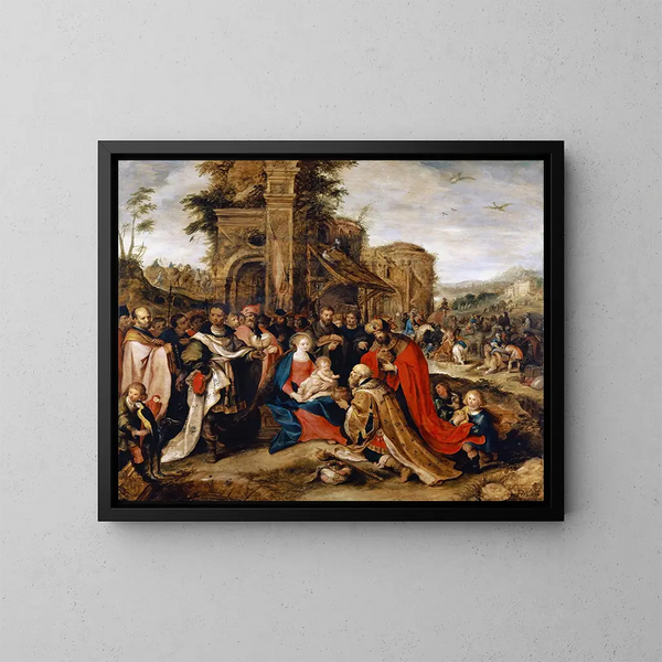 L'Adoration of the Magi - Frans Francken the Younger — framed artwork on a wall