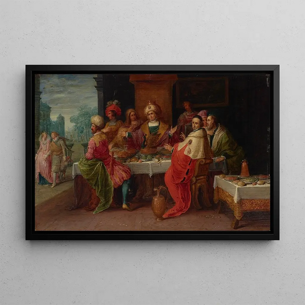 The Feast of Midas - Frans Francken the Younger — framed artwork on a wall