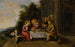 The Holy Family dining outdoors served by angels - Frans Francken the Younger — artwork view