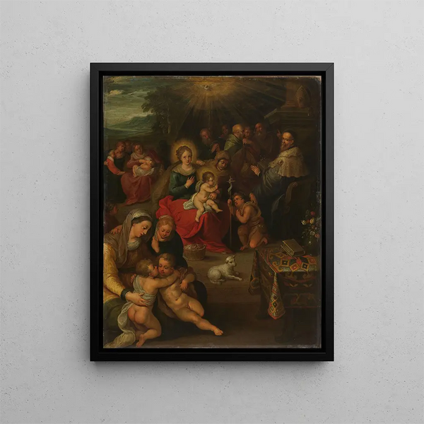 The Holy Parentage - Frans Francken the Younger — framed artwork on a wall