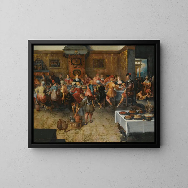 The Parable of the Wedding Feast - Frans Francken the Younger — framed artwork on a wall