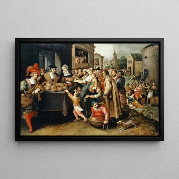 Les Sept Œuvres de Miséricorde - Frans Francken le Jeune — framed artwork on a wall