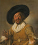 A militiaman holding a Berkemeyer known as "Merry Drinker" - Frans Hals — artwork view