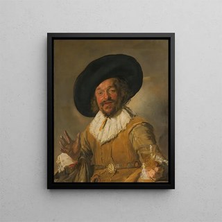 A militiaman holding a Berkemeyer known as "Merry Drinker" - Frans Hals — framed artwork on a wall