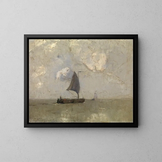 Rain over the Scheldt - Frans Hens — framed artwork on a wall