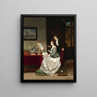 The Painting Lesson - Frans Moormans — framed artwork on a wall