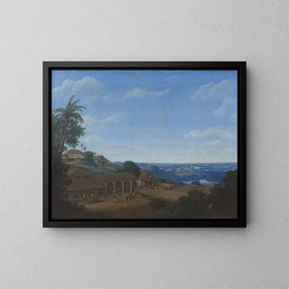 Landscape in Brazil with Sugar Plantation - Frans Post — framed artwork on a wall