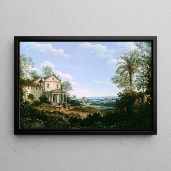 View of the Jesuit church in Olinda, Brazil - Frans Post — framed artwork on a wall