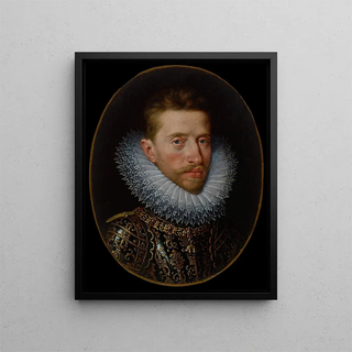 L'archduke Albert VII of Austria 1559-1621 wearing the Order of the Golden Fleece - Frans Pourbus the Younger — framed artwork on a wall