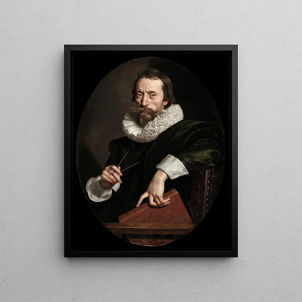 Portrait of the Italian poet Giambattista Marino - Frans Pourbus the Younger — framed artwork on a wall