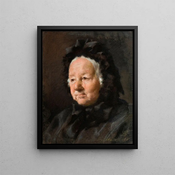 Portrait of the Reverend's wife, Mrs. Tidemand - Frans Schwartz — framed artwork on a wall