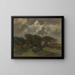 House near a tree and women with fishing nets - Frans Smissaert — framed artwork on a wall