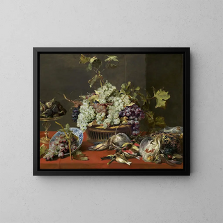 Still life with grapes and game - Frans Snyders — framed artwork on a wall