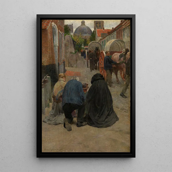 Arrival of the procession - Frans Van Leemputten — framed artwork on a wall