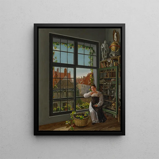Woman at the Window Malines 1816 - Frans Vervloet — framed artwork on a wall