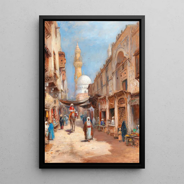Cairo Bazaar Painting - Frans Wilhelm Odelmark — framed artwork on a wall
