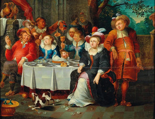 an elegant company at the table - Frans Xaver Hendrick Verbeeck — artwork view
