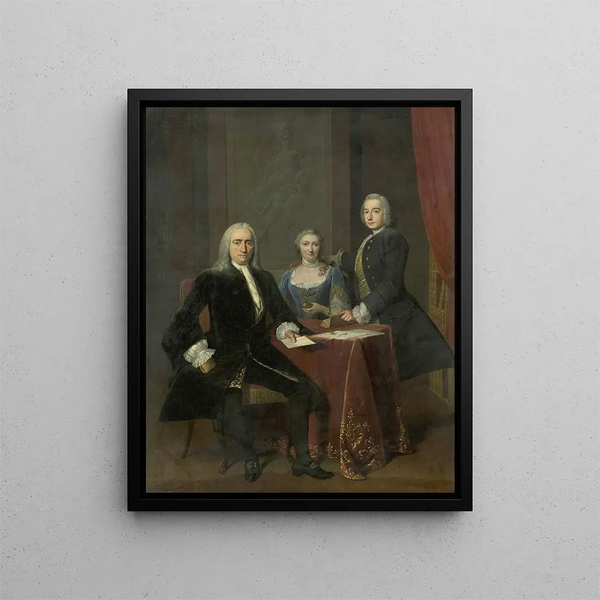 Family group in an interior - Frans van der Mijn — framed artwork on a wall
