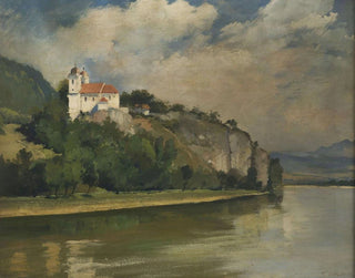 L'église au-dessus de la rivière - František Hladík — artwork view